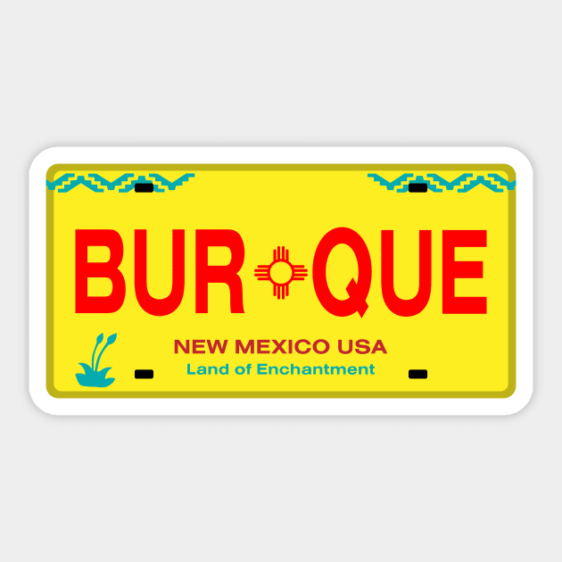 Classic New Mexico License Plate BURQUE Sticker by dvdnds